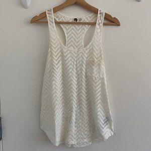 Roxy White Racer Back Beach Cover Up Tank Top